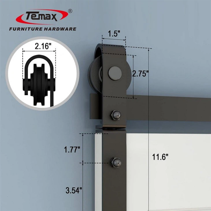 TEMAX Black Modern Barn Door With Folding System GC04